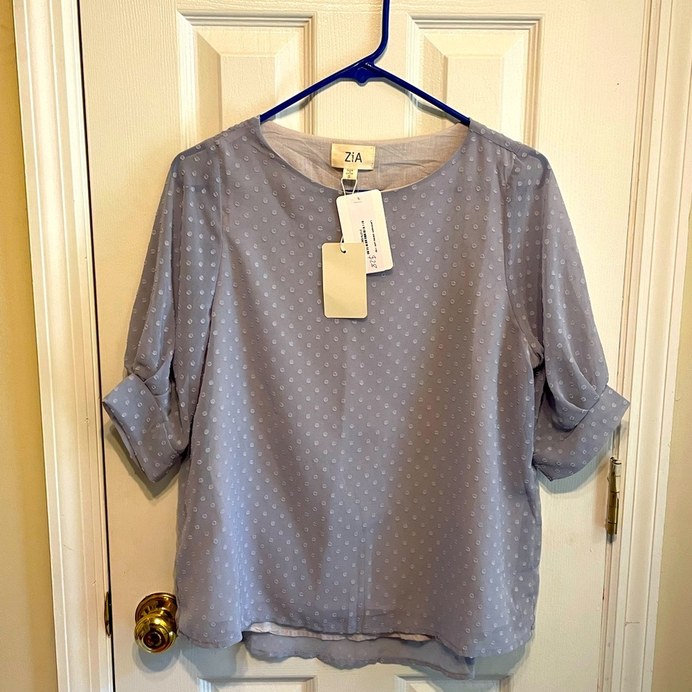 Lavender Swiss dot top. Small